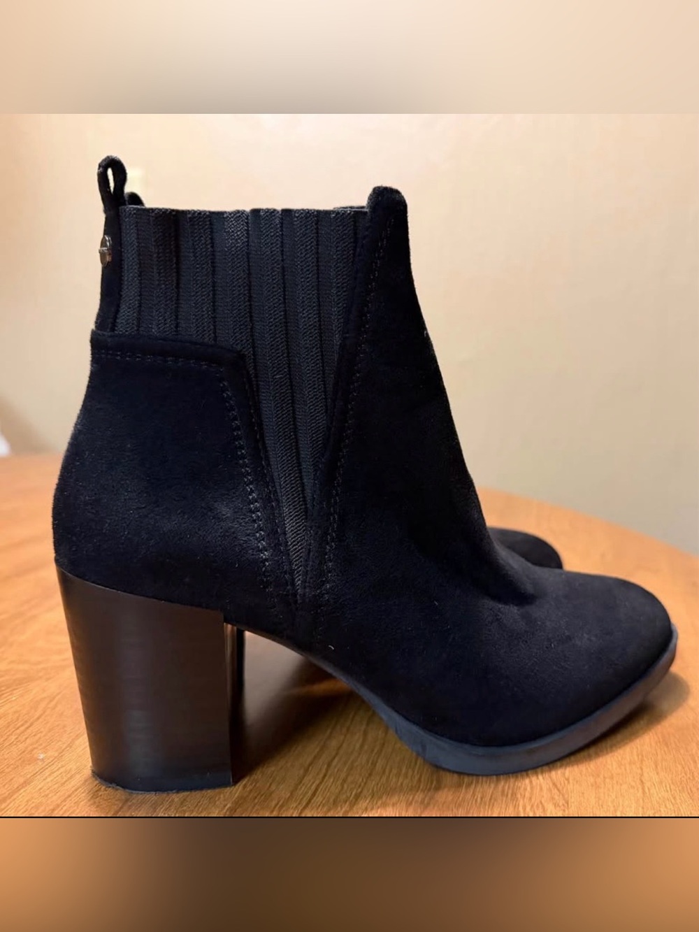 Black Suede Block Heel Chelsea Ankle Booties